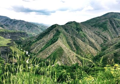 Scenic view of mountains against sky