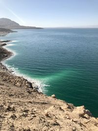 Scenic view of sea against clear sky