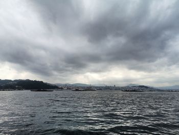 Scenic view of sea against cloudy sky
