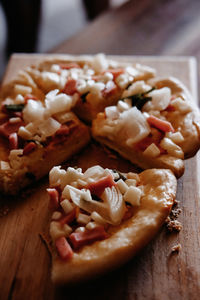 Close-up of chopped vegetables on cutting board