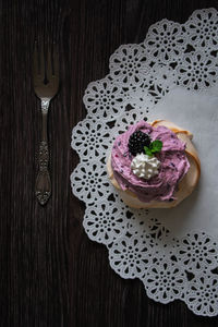 High angle view of food on table