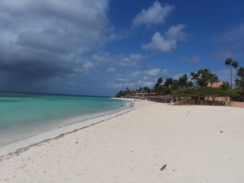 Scenic view of beach against sky