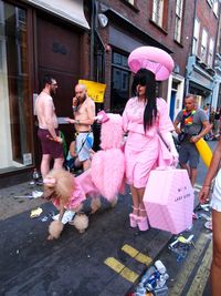 People on street in city