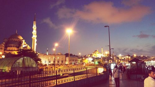 Illuminated cityscape at night