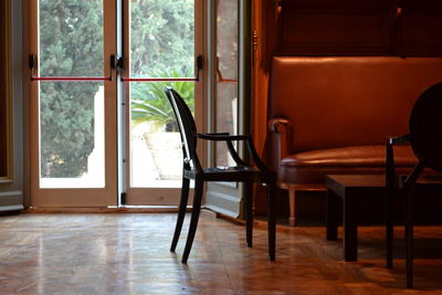 Empty chairs and table at home