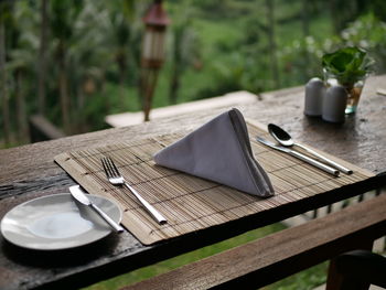 Close-up of tea cup on table in restaurant