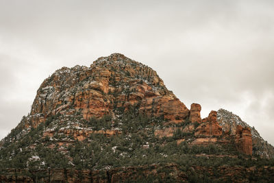 Low angle view of rock formations against sky