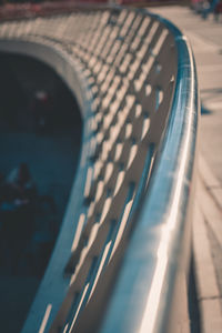 High angle view of wheel in parking lot