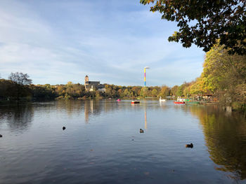 View of birds in lake