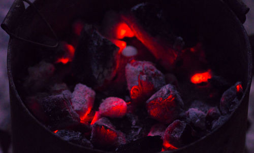Close-up of bonfire at night