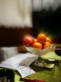 Close-up of fruits on table