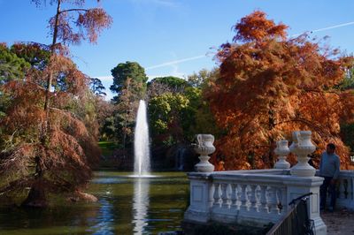 View of fountain in park