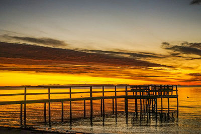 Scenic view of beach against sky during sunset