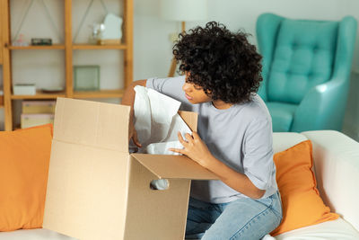 Woman using laptop