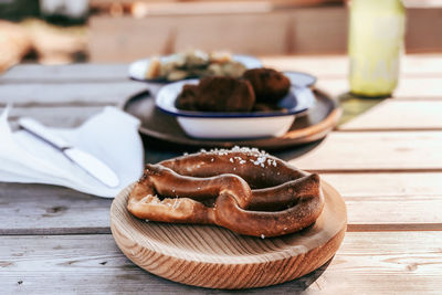 Close-up of food on table