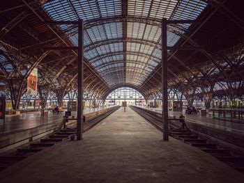 Empty railroad station platform