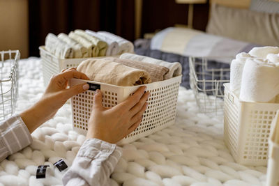 Close-up of wicker basket