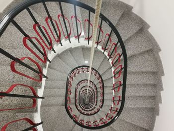 High angle view of spiral stairs