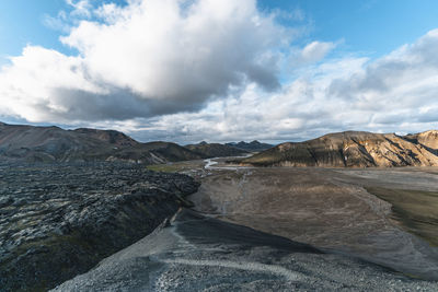 Hiking brennisteinsalda mountain in landmannalaugar