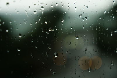 Full frame shot of raindrops on glass window