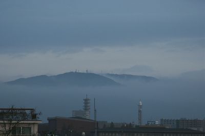 View of buildings against cloudy sky