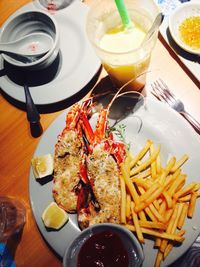 Close-up of food served in plate