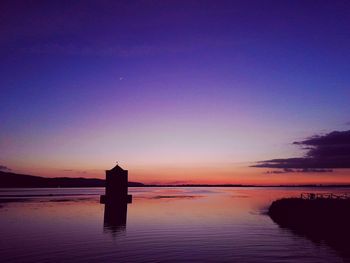 Scenic view of sea against sky at sunset