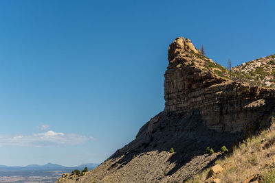 Low angle view of rock formations against sky