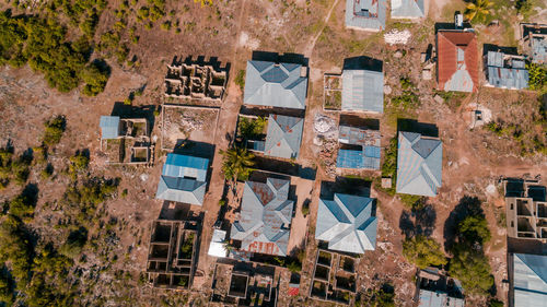 Aerial view of the zanzibar local settlement in mchangani area