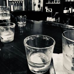 Close-up of beer in glass on table