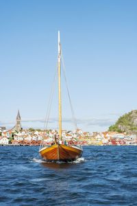 Wooden boat on sea, bohuslan, fjallbacka, sweden