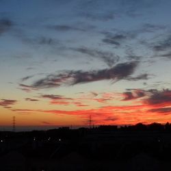 Silhouette of city against dramatic sky