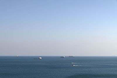 Scenic view of sea against clear sky