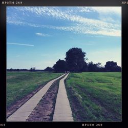 Road passing through grassy field