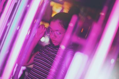 Tilt shot of woman wearing eyeglasses