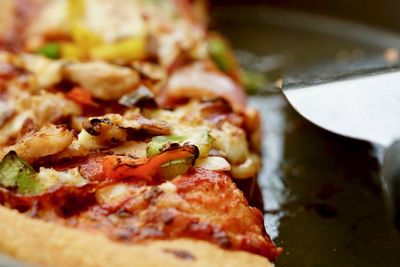 Close-up of pizza on table