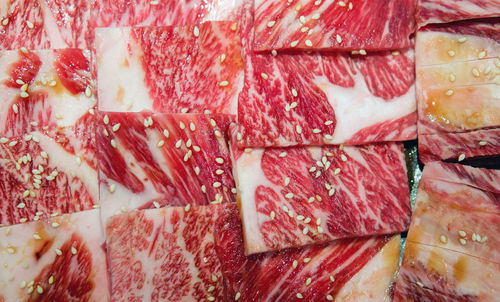 Full frame shot of chopped cake