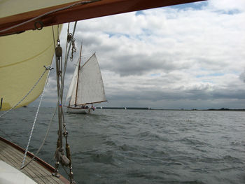 Boats sailing in sea