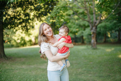 Happy mother and daughter