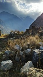 Scenic view of mountains against sky