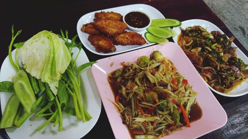 High angle view of meal served in plate