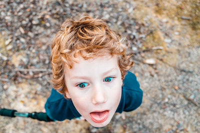 Portrait of cute boy outdoors