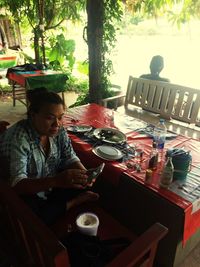 Man sitting on table