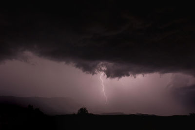 Storm clouds over silhouette landscape