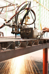 Close-up of machine part in factory