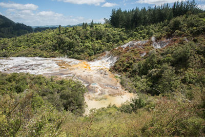 Scenic view of waterfall