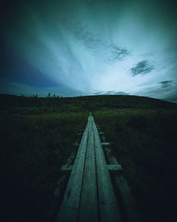 Scenic view of field against sky at night