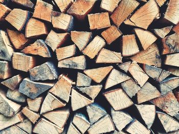 Full frame of a pile of split firewood