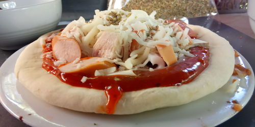 Close-up of dessert served on plate