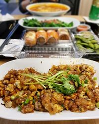 Close-up of food served in plate